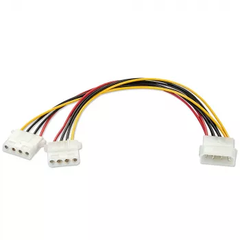 Lindy 0.25m Adapter zasilania, LP4 Power Męski na 2 x LP4 Power Żeński