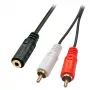 adapter kablowya AV Lindy 0,25 m – gniazdo 3,5 mm na 2 wtyki RCA