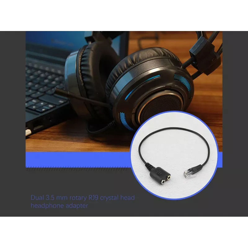 Equip przejściówka audio RJ9 na 2x 3,5 mm do zestawu słuchawkowego czarna 0,25 m
