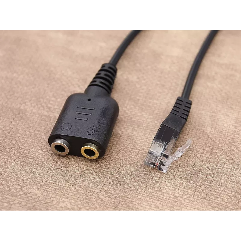 Equip przejściówka audio RJ9 na 2x 3,5 mm do zestawu słuchawkowego czarna 0,25 m