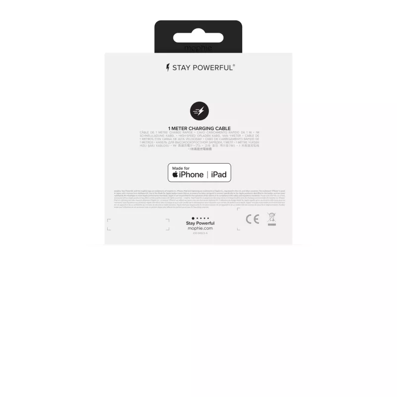 mophie Charge and Sync kabel- USB-A to Micro/USB-C/LTG- 1M- Biały