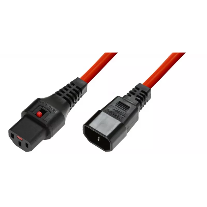 Microconnect MC-C13C14LOCK-1.5M kabel zasilający Czerwony Wtyk C13 Gniazdo C14