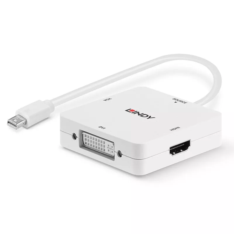 Lindy Mini DisplayPort 1.2 na HDMI 1.4, DVI i VGA - konwerter