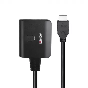 Lindy 2-portowy kabel rozdzielacza HDMI 4K60 czarny 3840x2160