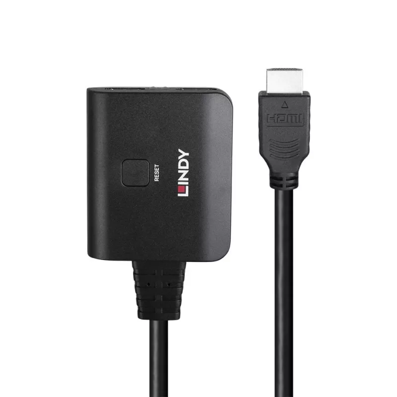 Lindy 2-portowy kabel rozdzielacza HDMI 4K60 czarny 3840x2160