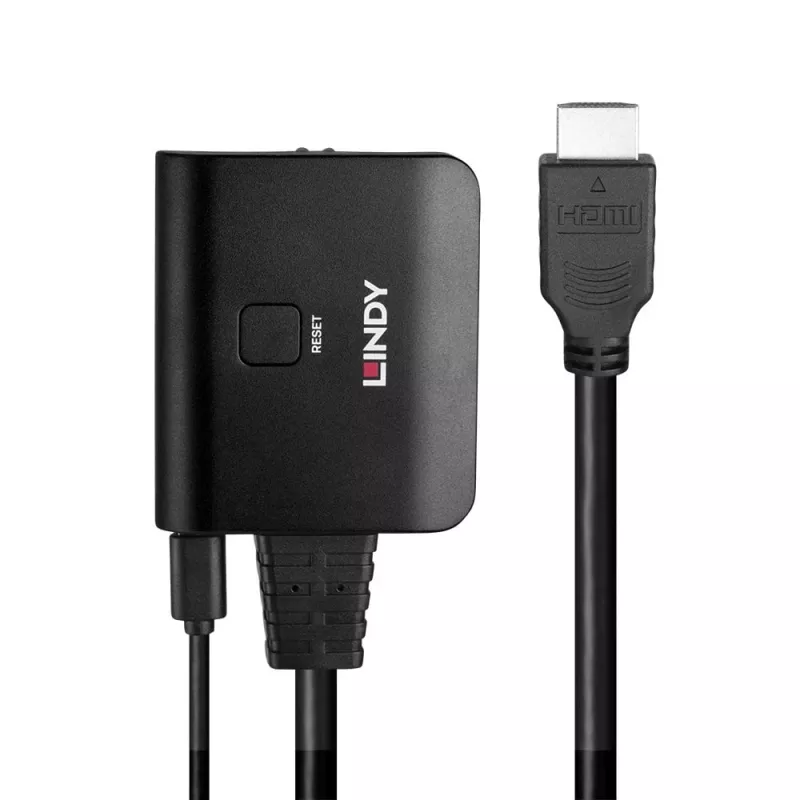 Lindy 2-portowy kabel rozdzielacza HDMI 4K60 czarny 3840x2160