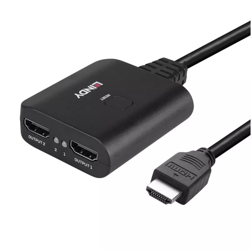 Lindy 2-portowy kabel rozdzielacza HDMI 4K60 czarny 3840x2160