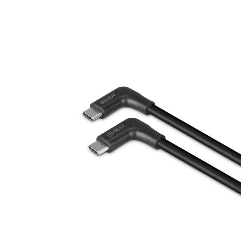 Lindy 0.5m USB 3.2 Kątowy USB-C do Kątowego USB-C, 10Gbps