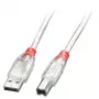 Lindy 3m Kabel USB 2.0 - Typ A na B, Przezroczysty, 3 m, USB A, USB B, USB 2.0, 0,48 Gbit/s, Przezroczysty