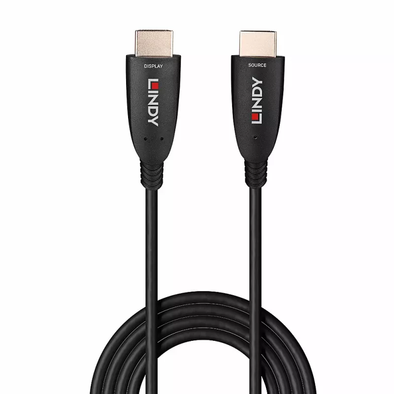Kabel Lindy 100m hybrydowy światłowodowy HDMI 8K60 48 Gbit/s czarny
