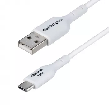 StarTech.com Kabel ładujący USB-A do USB-C o długości 1 m, ładowanie i synchronizacja, 3 A, USB 2.0, powłoka TPE - biały przewód ładujący USB