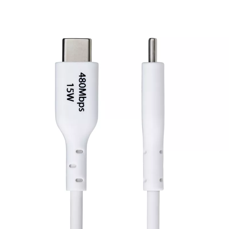 StarTech.com Kabel ładujący USB-A do USB-C o długości 1 m, ładowanie i synchronizacja, 3 A, USB 2.0, powłoka TPE - biały przewód ładujący USB