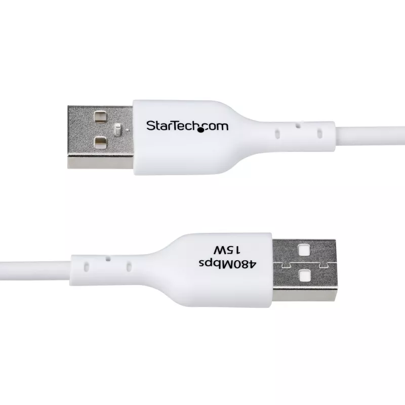 StarTech.com Kabel ładujący USB-A do USB-C o długości 1 m, ładowanie i synchronizacja, 3 A, USB 2.0, powłoka TPE - biały przewód ładujący USB