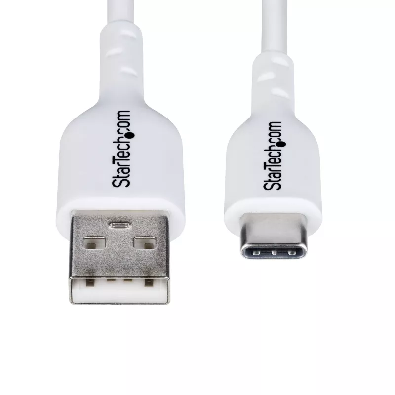 StarTech.com Kabel ładujący USB-A do USB-C o długości 1 m, ładowanie i synchronizacja, 3 A, USB 2.0, powłoka TPE - biały przewód ładujący USB