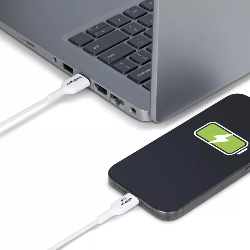StarTech.com Kabel ładujący USB-A do USB-C o długości 1 m, ładowanie i synchronizacja, 3 A, USB 2.0, powłoka TPE - biały przewód ładujący USB