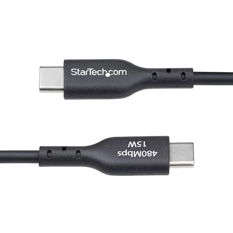 StarTech.com Kabel ładujący USB-A do USB-C o długości 1 m, ładowanie i synchronizacja, 3 A, USB 2.0, powłoka TPE – czarny przewód ładujący USB