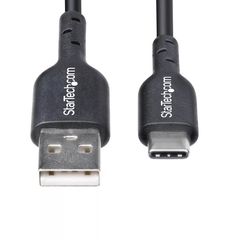 StarTech.com Kabel ładujący USB-A do USB-C o długości 1 m, ładowanie i synchronizacja, 3 A, USB 2.0, powłoka TPE – czarny przewód ładujący USB