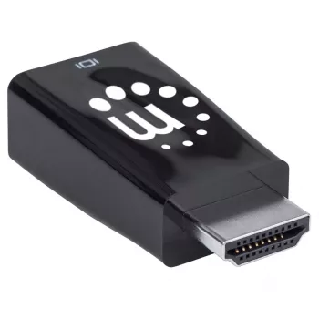 Manhattan HDMI do VGA (z audio) konwerter, 1080p, Męski na Żeński, port Micro-USB do zasilania, czarny, Trzyletnia gwarancja