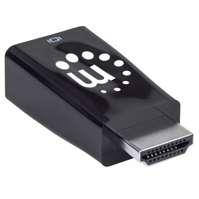 Manhattan HDMI do VGA (z audio) konwerter, 1080p, Męski na Żeński, port Micro-USB do zasilania, czarny, Trzyletnia gwarancja