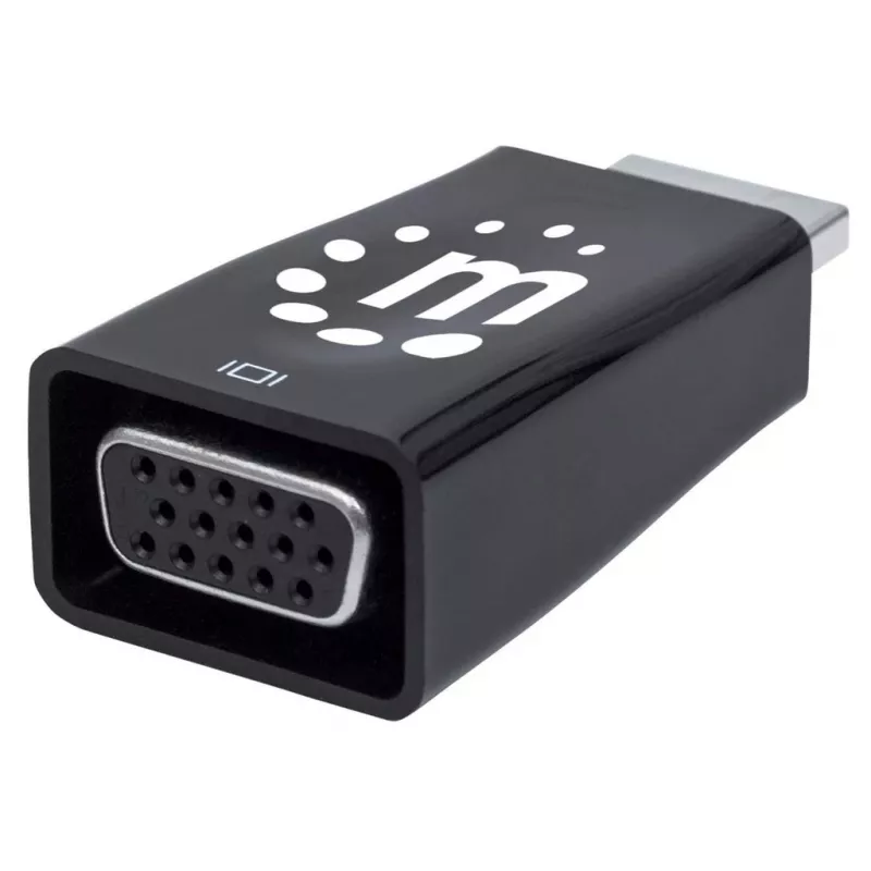 Manhattan HDMI do VGA (z audio) konwerter, 1080p, Męski na Żeński, port Micro-USB do zasilania, czarny, Trzyletnia gwarancja
