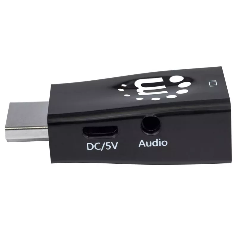 Manhattan HDMI do VGA (z audio) konwerter, 1080p, Męski na Żeński, port Micro-USB do zasilania, czarny, Trzyletnia gwarancja