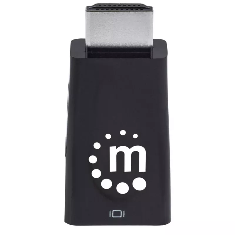 Manhattan HDMI do VGA (z audio) konwerter, 1080p, Męski na Żeński, port Micro-USB do zasilania, czarny, Trzyletnia gwarancja