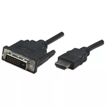Kabel Manhattan HDMI na DVI-D 24+1, 1 m, męski na męski, czarny, Dual Link, kompatybilny z DVD-D, dożywotnia gwarancja, odpowiednik HDDVIMM1M