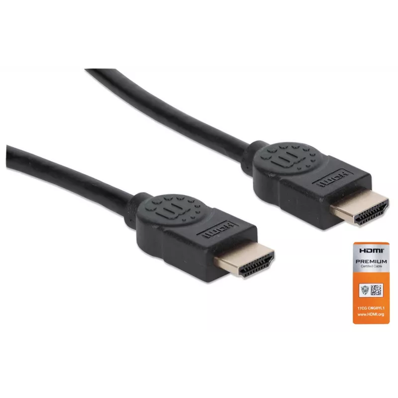 Kabel HDMI z Ethernetem Manhattan HDMM1MP 1m męski do męskiego czarny