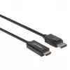 Przewód Manhattan DisplayPort 1.1 na HDMI, 1080p@60Hz, 1m, męski na męski, DP z zatrzaskiem, czarny, nie dwukierunkowy, trzy lata gwarancji