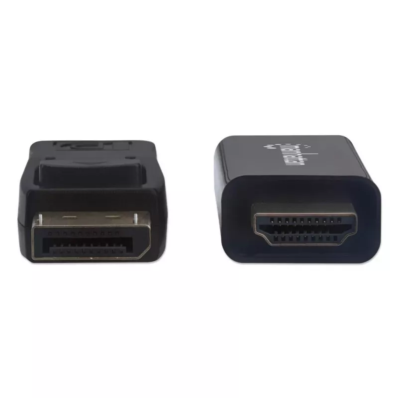 Przewód Manhattan DisplayPort 1.1 na HDMI, 1080p@60Hz, 1m, męski na męski, DP z zatrzaskiem, czarny, nie dwukierunkowy, trzy lata gwarancji