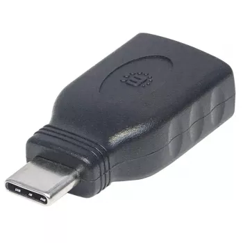 Manhattan Adapter USB-C na USB-A, Męski na Żeński, 5 Gb/s (USB 3.2 Gen1 znany jako USB 3.0), SuperSpeed USB, Czarny, Dożywotnia Gwarancja, Odpowiednik USB31CAADG