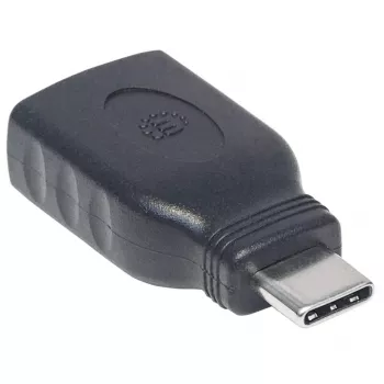 Manhattan Adapter USB-C na USB-A, Męski na Żeński, 5 Gb/s (USB 3.2 Gen1 znany jako USB 3.0), SuperSpeed USB, Czarny, Dożywotnia Gwarancja, Odpowiednik USB31CAADG