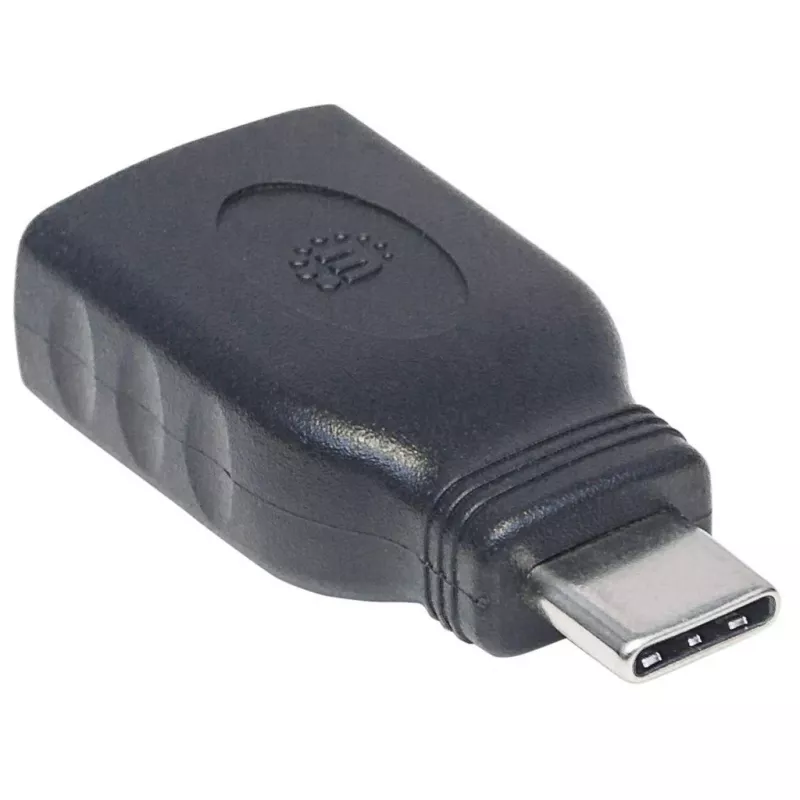 Manhattan Adapter USB-C na USB-A, Męski na Żeński, 5 Gb/s (USB 3.2 Gen1 znany jako USB 3.0), SuperSpeed USB, Czarny, Dożywotnia Gwarancja, Odpowiednik USB31CAADG