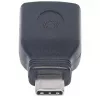 Manhattan Adapter USB-C na USB-A, Męski na Żeński, 5 Gb/s (USB 3.2 Gen1 znany jako USB 3.0), SuperSpeed USB, Czarny, Dożywotnia Gwarancja, Odpowiednik USB31CAADG
