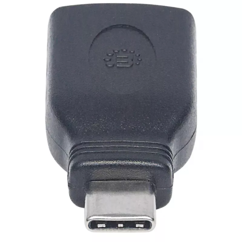 Manhattan Adapter USB-C na USB-A, Męski na Żeński, 5 Gb/s (USB 3.2 Gen1 znany jako USB 3.0), SuperSpeed USB, Czarny, Dożywotnia Gwarancja, Odpowiednik USB31CAADG
