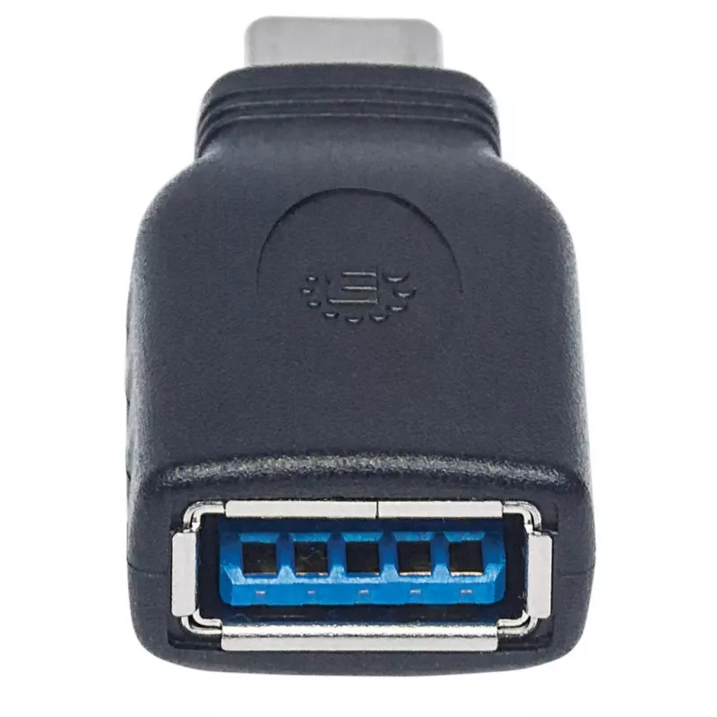 Manhattan Adapter USB-C na USB-A, Męski na Żeński, 5 Gb/s (USB 3.2 Gen1 znany jako USB 3.0), SuperSpeed USB, Czarny, Dożywotnia Gwarancja, Odpowiednik USB31CAADG