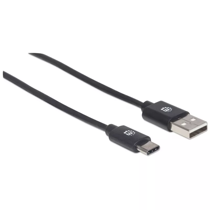Kabel Manhattan USB-C do USB-A, 2 m, męski do męskiego, czarny, 480 Mbps (USB 2.0), Hi-Speed USB, dożywotnia gwarancja, odpowiednik USB2AC2M