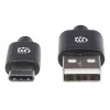 Kabel Manhattan USB-C do USB-A, 2 m, męski do męskiego, czarny, 480 Mbps (USB 2.0), Hi-Speed USB, dożywotnia gwarancja, odpowiednik USB2AC2M