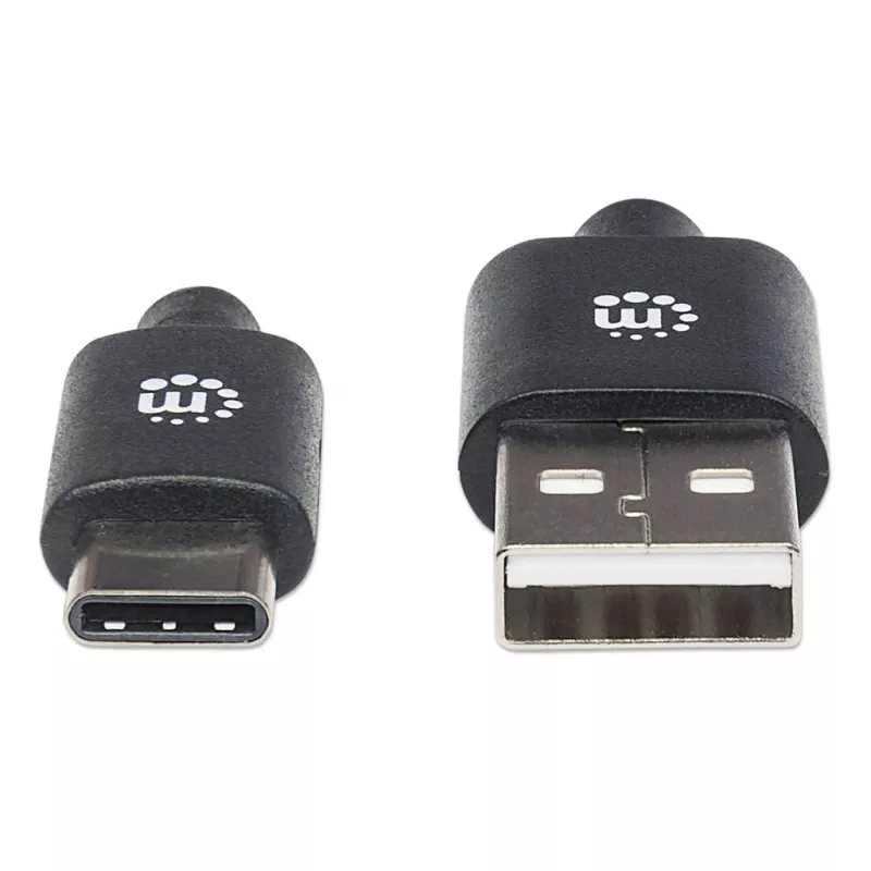 Kabel Manhattan USB-C do USB-A, 2 m, męski do męskiego, czarny, 480 Mbps (USB 2.0), Hi-Speed USB, dożywotnia gwarancja, odpowiednik USB2AC2M