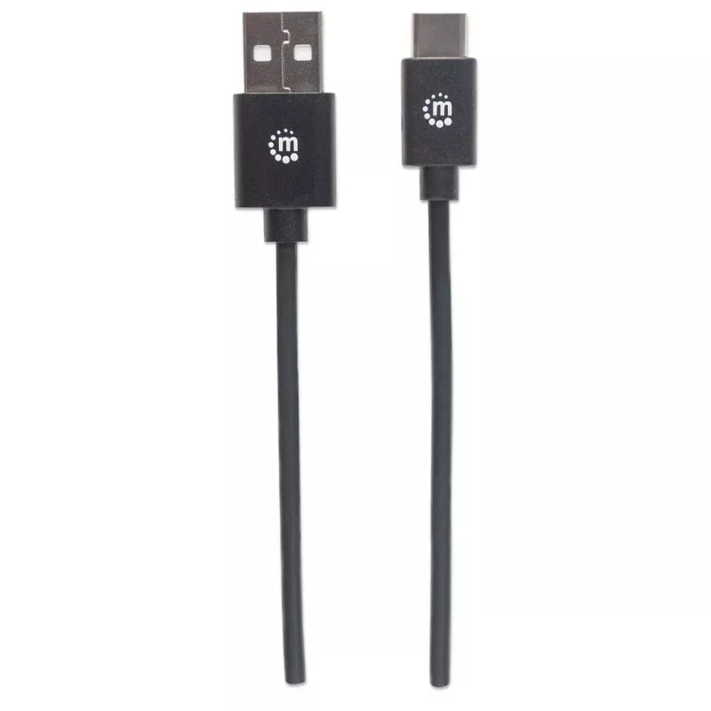 Kabel Manhattan USB-C do USB-A, 2 m, męski do męskiego, czarny, 480 Mbps (USB 2.0), Hi-Speed USB, dożywotnia gwarancja, odpowiednik USB2AC2M