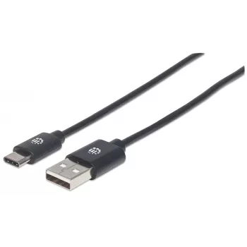 Kabel Manhattan USB-C do USB-A, 3 m, męski do męskiego, 480 Mbps (USB 2.0), Hi-Speed USB, czarny, dożywotnia gwarancja