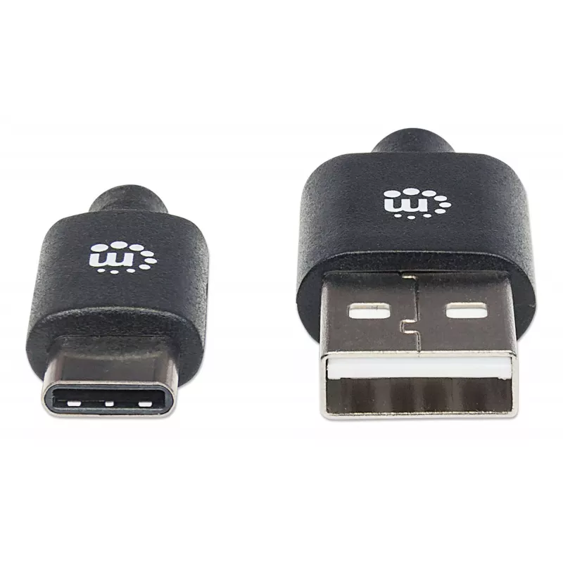 Kabel Manhattan USB-C do USB-A, 3 m, męski do męskiego, 480 Mbps (USB 2.0), Hi-Speed USB, czarny, dożywotnia gwarancja