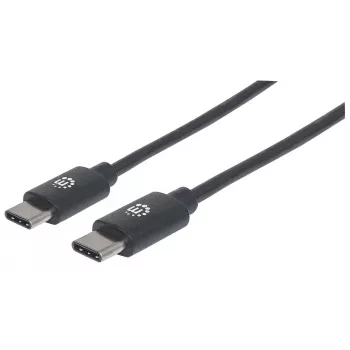Kabel Manhattan USB-C na USB-C, 2 m, męski na męski, czarny, 480 Mb/s (USB 2.0), 3 A, Hi-Speed USB, dożywotnia gwarancja, odpowiednik USB2CC2M