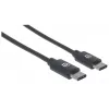Kabel Manhattan USB-C na USB-C, 2 m, męski na męski, czarny, 480 Mb/s (USB 2.0), 3 A, Hi-Speed USB, dożywotnia gwarancja, odpowiednik USB2CC2M