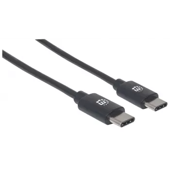 Kabel Manhattan USB-C na USB-C, 2 m, męski na męski, czarny, 480 Mb/s (USB 2.0), 3 A, Hi-Speed USB, dożywotnia gwarancja, odpowiednik USB2CC2M