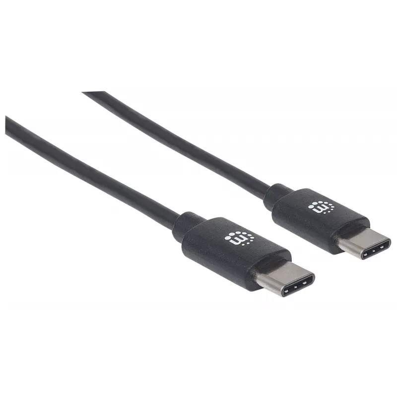 Kabel Manhattan USB-C na USB-C, 2 m, męski na męski, czarny, 480 Mb/s (USB 2.0), 3 A, Hi-Speed USB, dożywotnia gwarancja, odpowiednik USB2CC2M