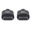 Kabel Manhattan USB-C na USB-C, 2 m, męski na męski, czarny, 480 Mb/s (USB 2.0), 3 A, Hi-Speed USB, dożywotnia gwarancja, odpowiednik USB2CC2M