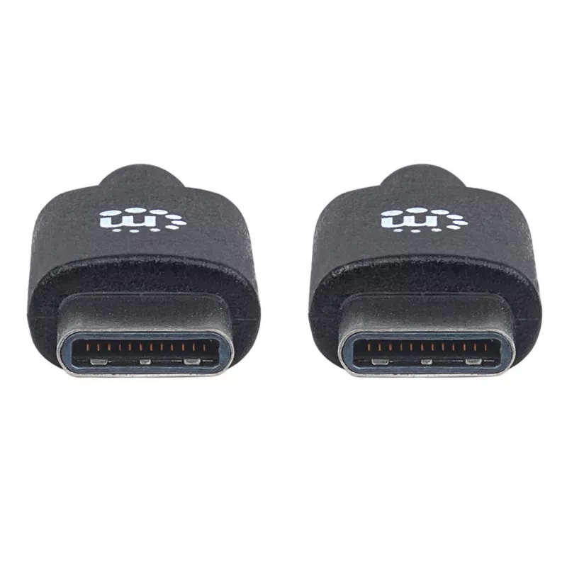 Kabel Manhattan USB-C na USB-C, 2 m, męski na męski, czarny, 480 Mb/s (USB 2.0), 3 A, Hi-Speed USB, dożywotnia gwarancja, odpowiednik USB2CC2M