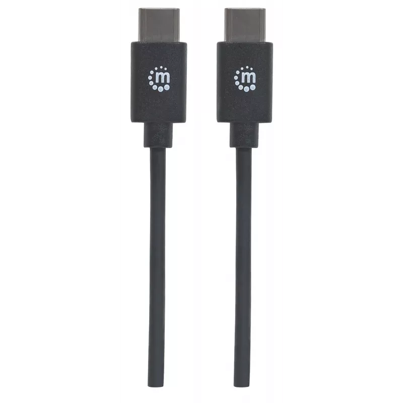 Kabel Manhattan USB-C na USB-C, 2 m, męski na męski, czarny, 480 Mb/s (USB 2.0), 3 A, Hi-Speed USB, dożywotnia gwarancja, odpowiednik USB2CC2M