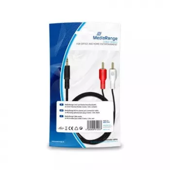 Kabel audio MediaRange MRCS164 1 m 2xRCA 3,5 mm czarny